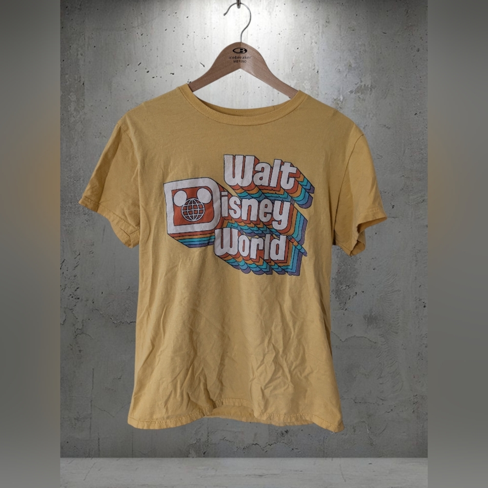 Disney Crewneck Tee - Mustard Yellow with Light Blue Print